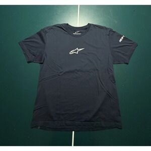 Alpinestars Graphic T Shirt Men XL Navy Blue White Logo Short Sleeve Motorsports